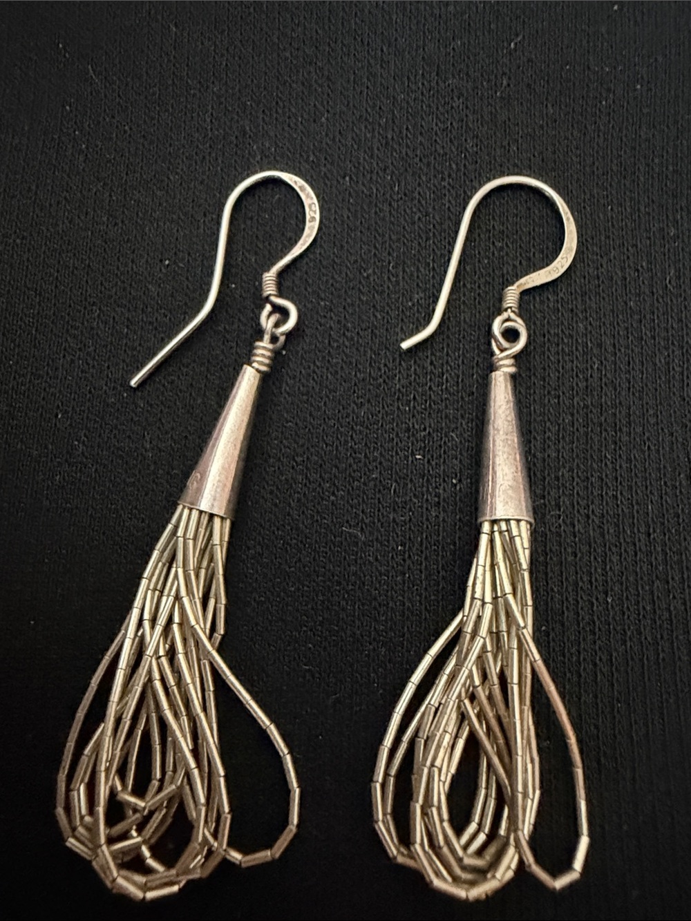 Vintage 925 sterling silver teardrop liquid silver earrings